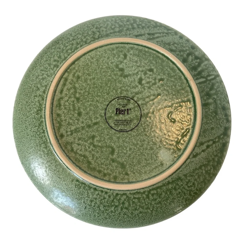 Pier 1 Essentials Stoneware Rippled Plate Green Single Heavy Dinner Plate